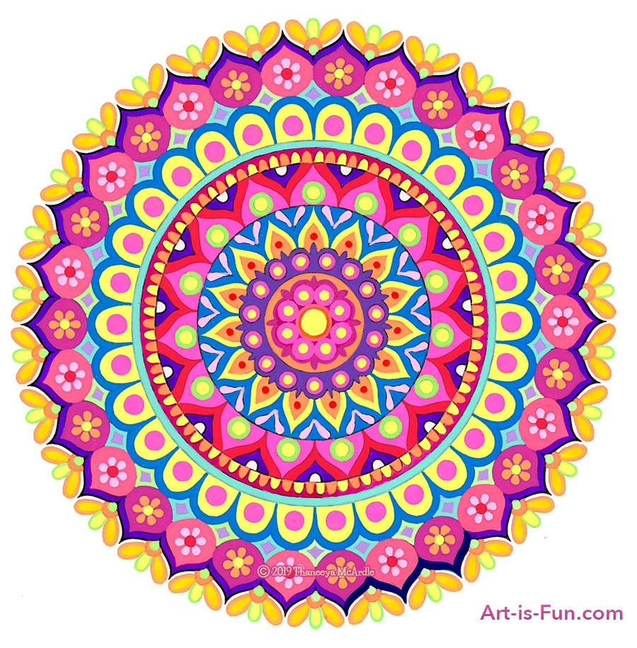 Colorful Mandala Art Coloring Page by Thaneeya McArdle